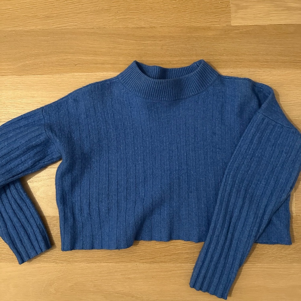 Madewell Blue Ribbed Wool Women's Sweater Size M